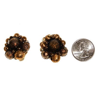 Hobe Smokey Topaz and Gold Bead Crystal Earrings by Hobe - Vintage Meet Modern Vintage Jewelry - Chicago, Illinois - #oldhollywoodglamour #vintagemeetmodern #designervintage #jewelrybox #antiquejewelry #vintagejewelry