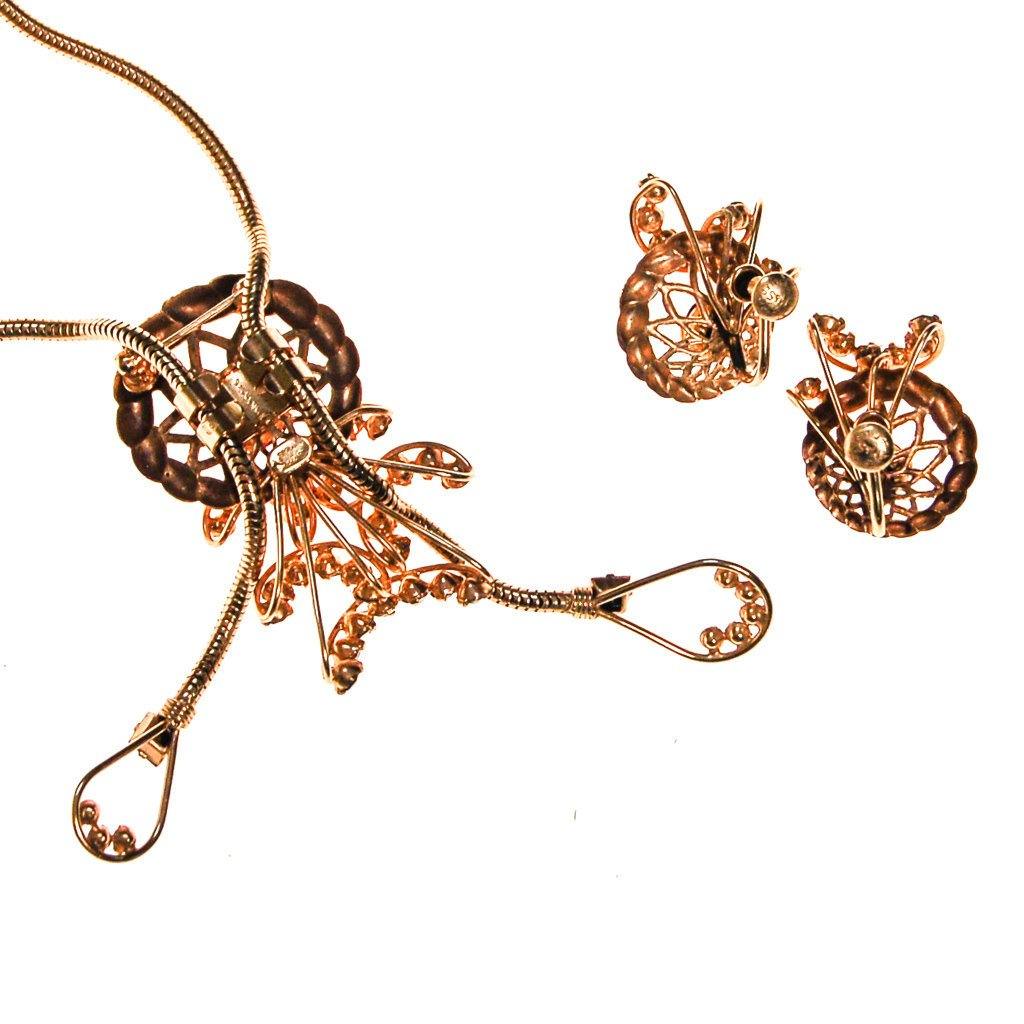 Pink Rhinestone Lariat Necklace and Earrings Set by Phyllis Originals by Phyllis Collectibles - Vintage Meet Modern Vintage Jewelry - Chicago, Illinois - #oldhollywoodglamour #vintagemeetmodern #designervintage #jewelrybox #antiquejewelry #vintagejewelry