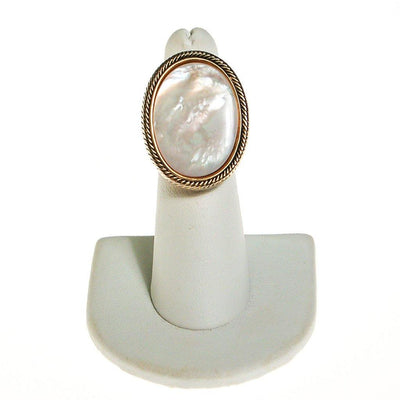 Mother of Pearl Statement Ring by Whiting and Davis - Vintage Meet Modern Vintage Jewelry - Chicago, Illinois - #oldhollywoodglamour #vintagemeetmodern #designervintage #jewelrybox #antiquejewelry #vintagejewelry