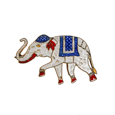 Colorful Cloisonne Enamel Elephant Brooch by Unsigned Beauty - Vintage Meet Modern Vintage Jewelry - Chicago, Illinois - #oldhollywoodglamour #vintagemeetmodern #designervintage #jewelrybox #antiquejewelry #vintagejewelry