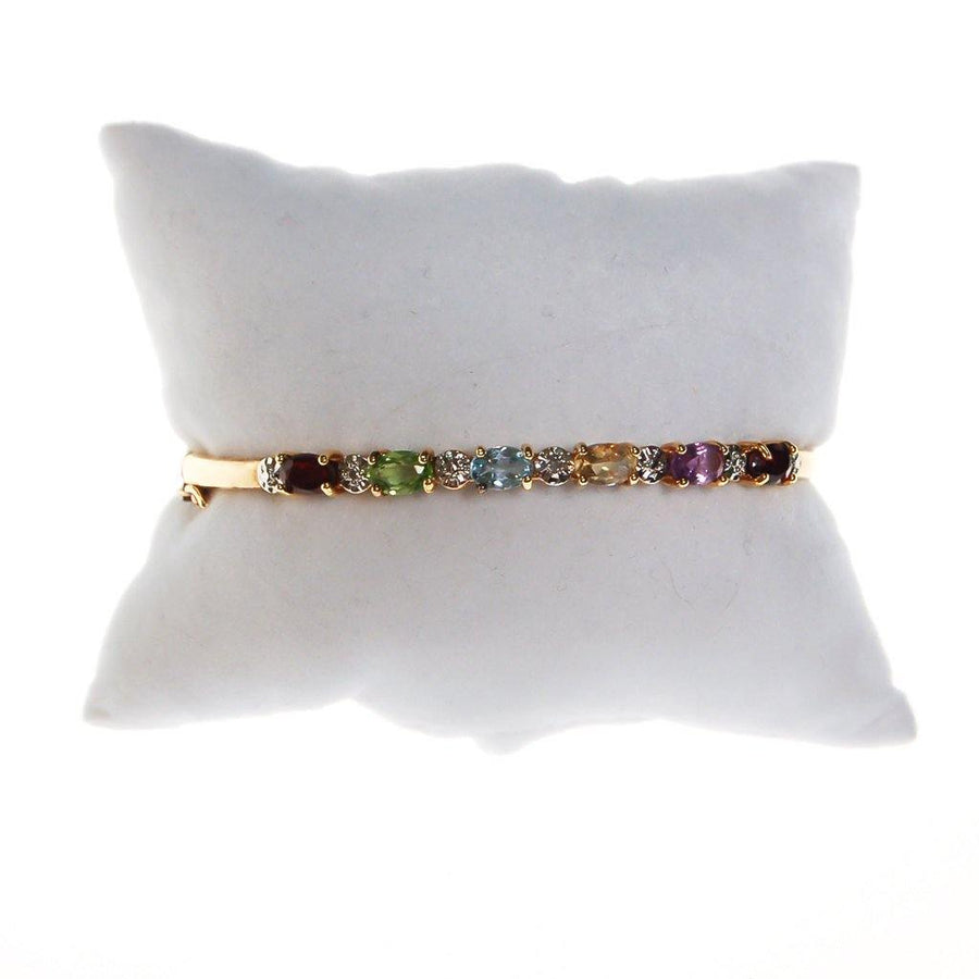Rainbow Gemstone Bangle Bracelet by Unsigned Beauty - Vintage Meet Modern Vintage Jewelry - Chicago, Illinois - #oldhollywoodglamour #vintagemeetmodern #designervintage #jewelrybox #antiquejewelry #vintagejewelry