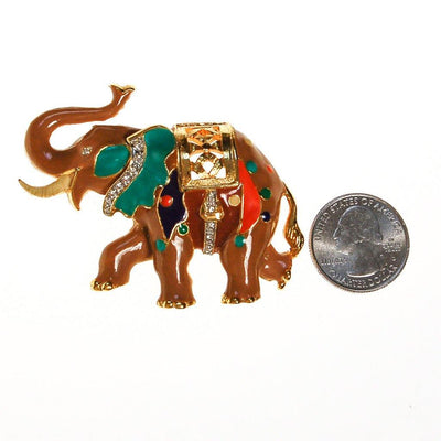 Bejeweld Colorful Elephant Pendant Brooch by Unsigned Beauty - Vintage Meet Modern Vintage Jewelry - Chicago, Illinois - #oldhollywoodglamour #vintagemeetmodern #designervintage #jewelrybox #antiquejewelry #vintagejewelry