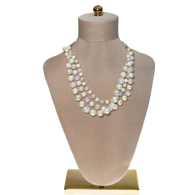 Opal Bead and Pearl Triple Strand Necklace by Made in Japan - Vintage Meet Modern Vintage Jewelry - Chicago, Illinois - #oldhollywoodglamour #vintagemeetmodern #designervintage #jewelrybox #antiquejewelry #vintagejewelry