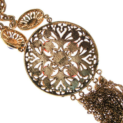 Coral and Lapis Medallion Statement Necklace by Lisner by Lisner - Vintage Meet Modern Vintage Jewelry - Chicago, Illinois - #oldhollywoodglamour #vintagemeetmodern #designervintage #jewelrybox #antiquejewelry #vintagejewelry