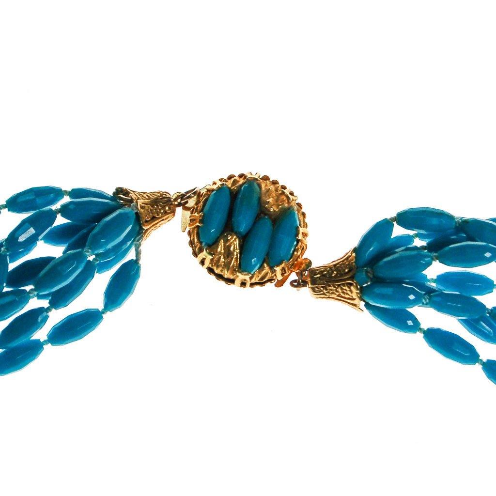 Turquoise Rice Bead Torsade Necklace and Earring Set by Unsigned Beauty - Vintage Meet Modern Vintage Jewelry - Chicago, Illinois - #oldhollywoodglamour #vintagemeetmodern #designervintage #jewelrybox #antiquejewelry #vintagejewelry