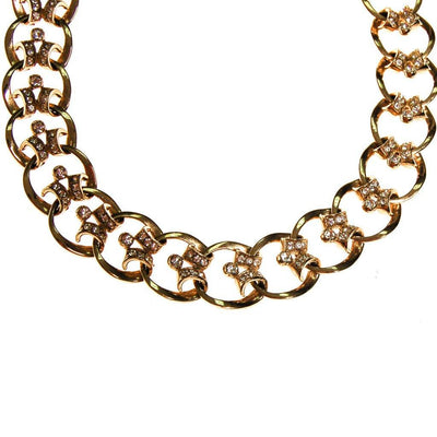 Gold Scroll Link Rhinestone Choker Necklace by 1950s - Vintage Meet Modern Vintage Jewelry - Chicago, Illinois - #oldhollywoodglamour #vintagemeetmodern #designervintage #jewelrybox #antiquejewelry #vintagejewelry
