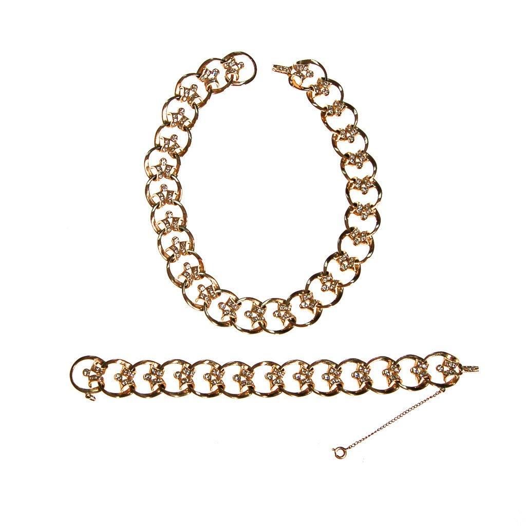 Gold Scroll Link Rhinestone Choker Necklace by 1950s - Vintage Meet Modern Vintage Jewelry - Chicago, Illinois - #oldhollywoodglamour #vintagemeetmodern #designervintage #jewelrybox #antiquejewelry #vintagejewelry