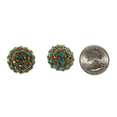 Turquoise Gold Dome Earrings by Unsigned Beauties - Vintage Meet Modern Vintage Jewelry - Chicago, Illinois - #oldhollywoodglamour #vintagemeetmodern #designervintage #jewelrybox #antiquejewelry #vintagejewelry