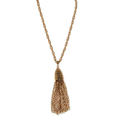 Monet Gold Tassel Necklace by Monet - Vintage Meet Modern Vintage Jewelry - Chicago, Illinois - #oldhollywoodglamour #vintagemeetmodern #designervintage #jewelrybox #antiquejewelry #vintagejewelry