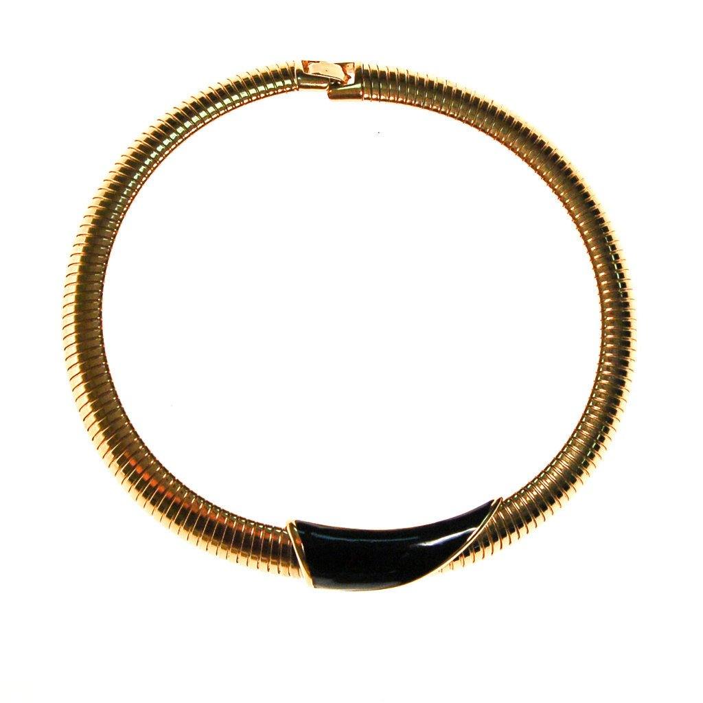Gold and Black Collar Necklace by Monet by Monet - Vintage Meet Modern Vintage Jewelry - Chicago, Illinois - #oldhollywoodglamour #vintagemeetmodern #designervintage #jewelrybox #antiquejewelry #vintagejewelry