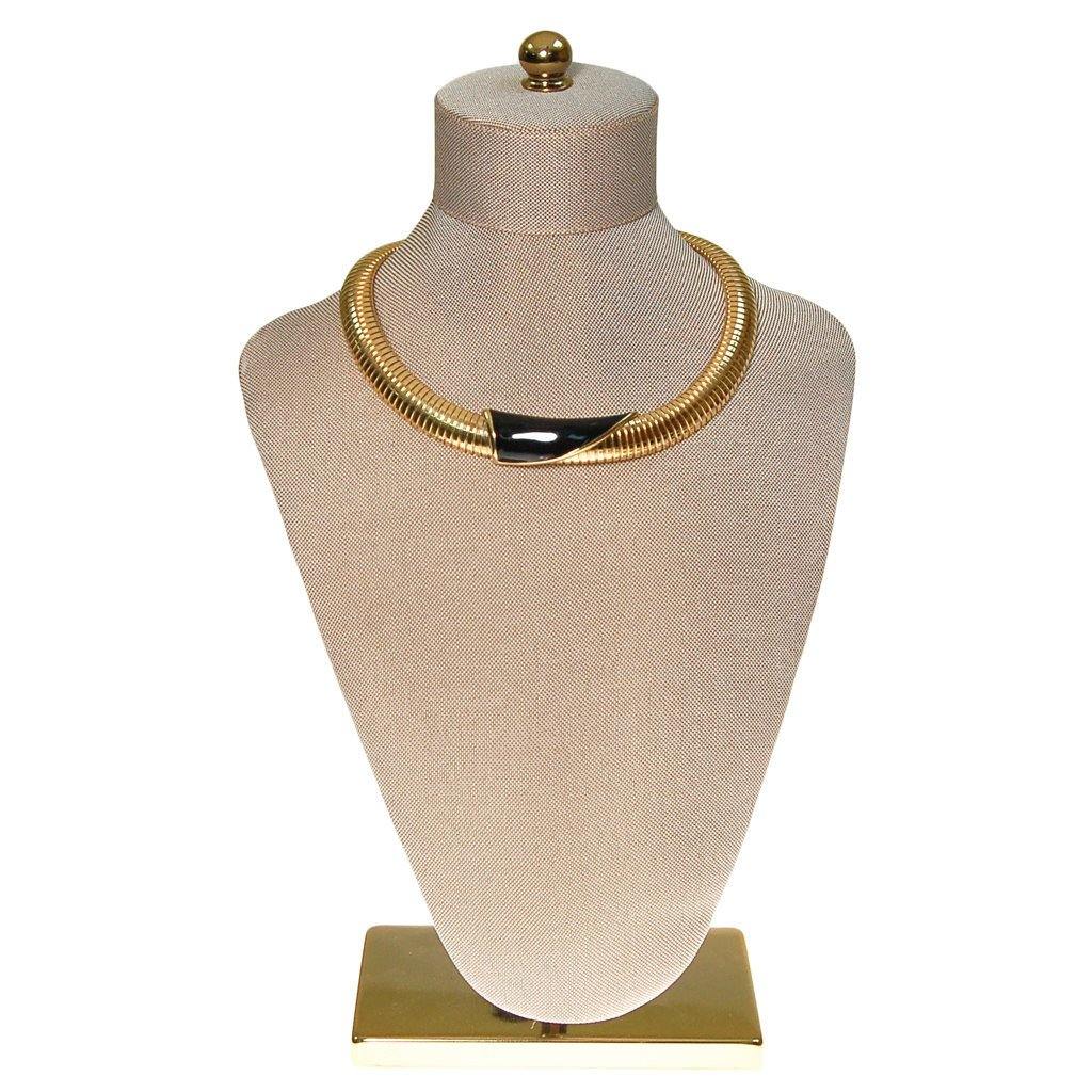 Gold and Black Collar Necklace by Monet by Monet - Vintage Meet Modern Vintage Jewelry - Chicago, Illinois - #oldhollywoodglamour #vintagemeetmodern #designervintage #jewelrybox #antiquejewelry #vintagejewelry