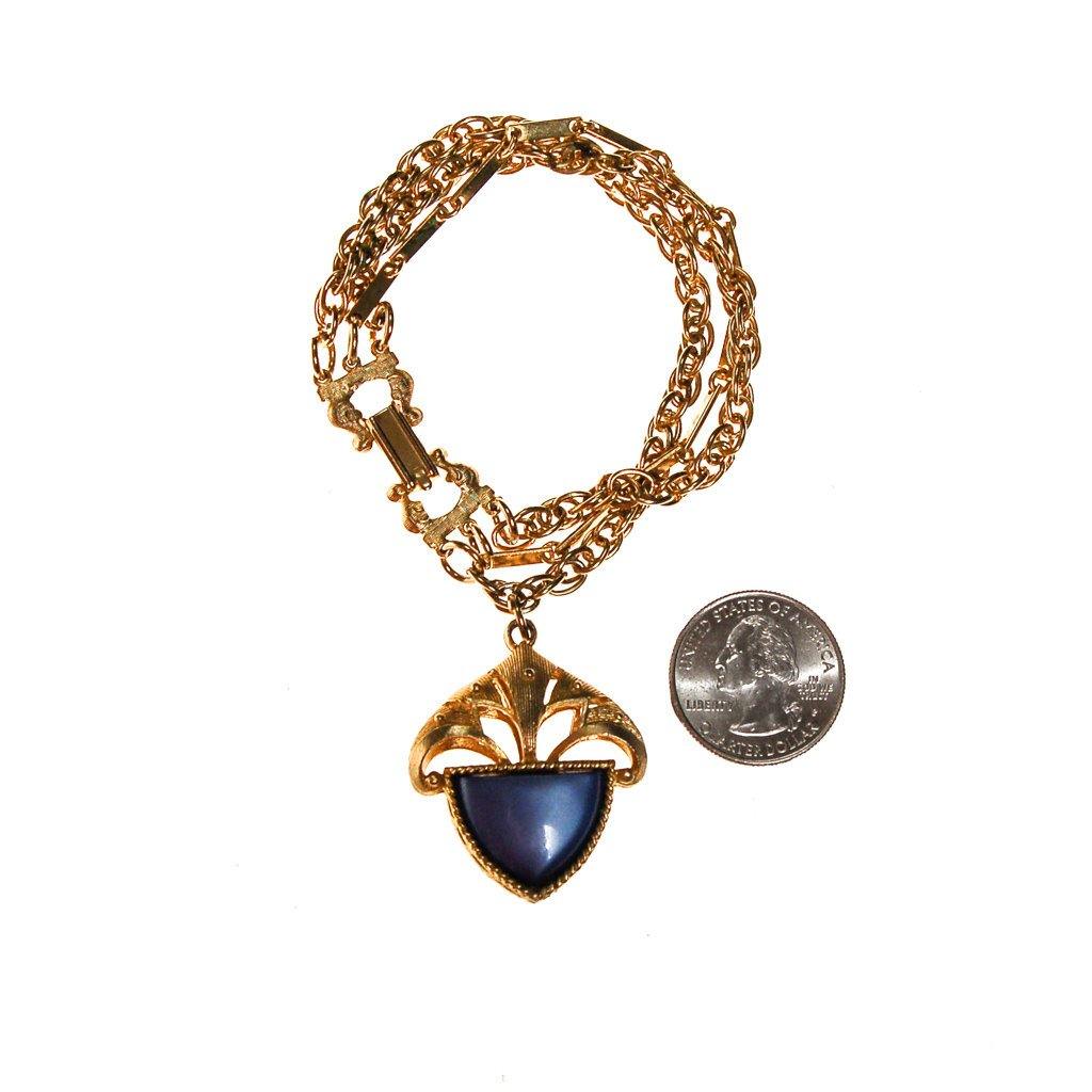 Blue Lucite Moonglow Charm Bracelet, Revival Jewelry, Multi Chain Charm Bracelet, Mid Century Modern, Designer Vintage Jewelry by 1960s - Vintage Meet Modern Vintage Jewelry - Chicago, Illinois - #oldhollywoodglamour #vintagemeetmodern #designervintage #jewelrybox #antiquejewelry #vintagejewelry