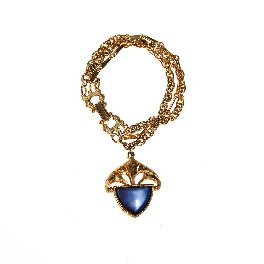 Blue Lucite Moonglow Charm Bracelet, Revival Jewelry, Multi Chain Charm Bracelet, Mid Century Modern, Designer Vintage Jewelry by 1960s - Vintage Meet Modern Vintage Jewelry - Chicago, Illinois - #oldhollywoodglamour #vintagemeetmodern #designervintage #jewelrybox #antiquejewelry #vintagejewelry