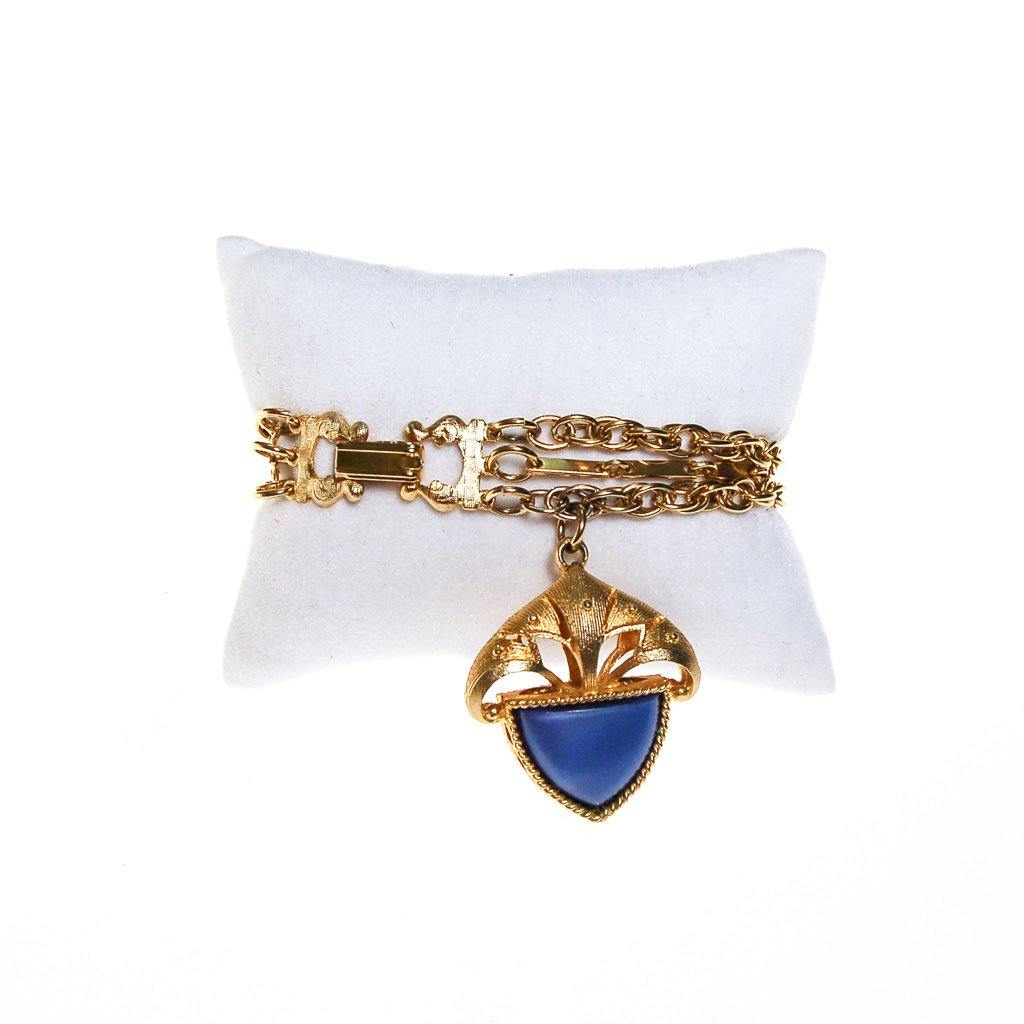 Blue Lucite Moonglow Charm Bracelet, Revival Jewelry, Multi Chain Charm Bracelet, Mid Century Modern, Designer Vintage Jewelry by 1960s - Vintage Meet Modern Vintage Jewelry - Chicago, Illinois - #oldhollywoodglamour #vintagemeetmodern #designervintage #jewelrybox #antiquejewelry #vintagejewelry