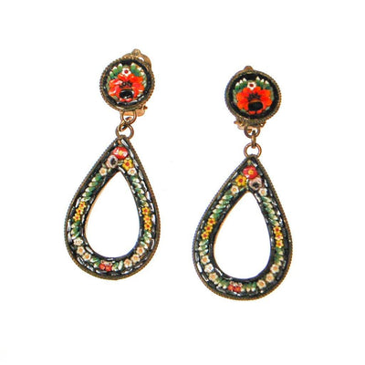 Colorful Italian Mosaic Drop Earrings by Made in Italy - Vintage Meet Modern Vintage Jewelry - Chicago, Illinois - #oldhollywoodglamour #vintagemeetmodern #designervintage #jewelrybox #antiquejewelry #vintagejewelry
