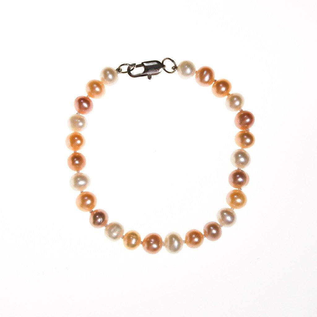 Pink, Peach, White, Freshwater Cultured Pearl Bracelet