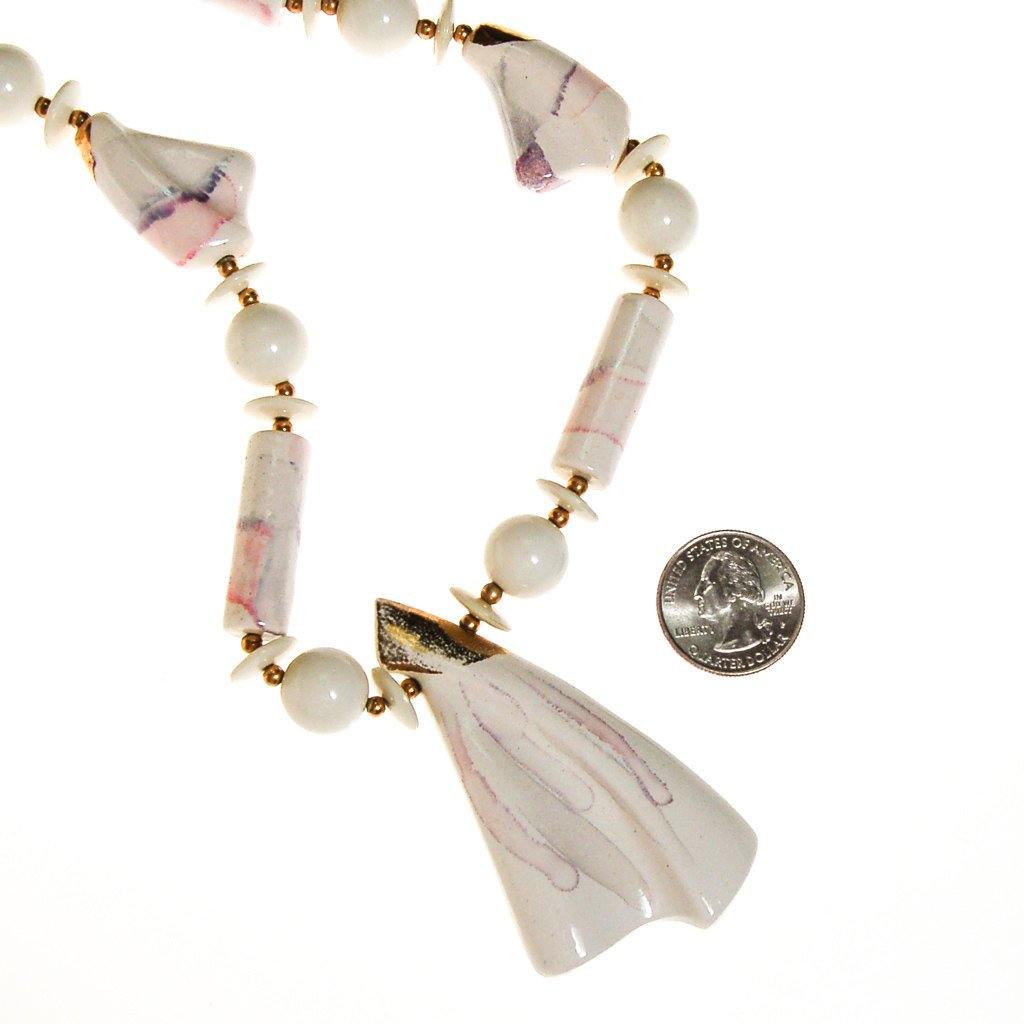 White Marble Abstract Statement Necklace by Made in Japan - Vintage Meet Modern Vintage Jewelry - Chicago, Illinois - #oldhollywoodglamour #vintagemeetmodern #designervintage #jewelrybox #antiquejewelry #vintagejewelry