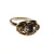 Smokey Rhinestone Three Stone Ring, Black Diamond, Adjustable, 1940s