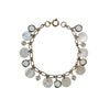 Mother of Pearl and Blue Crystal Charm Bracelet by 1970s - Vintage Meet Modern Vintage Jewelry - Chicago, Illinois - #oldhollywoodglamour #vintagemeetmodern #designervintage #jewelrybox #antiquejewelry #vintagejewelry