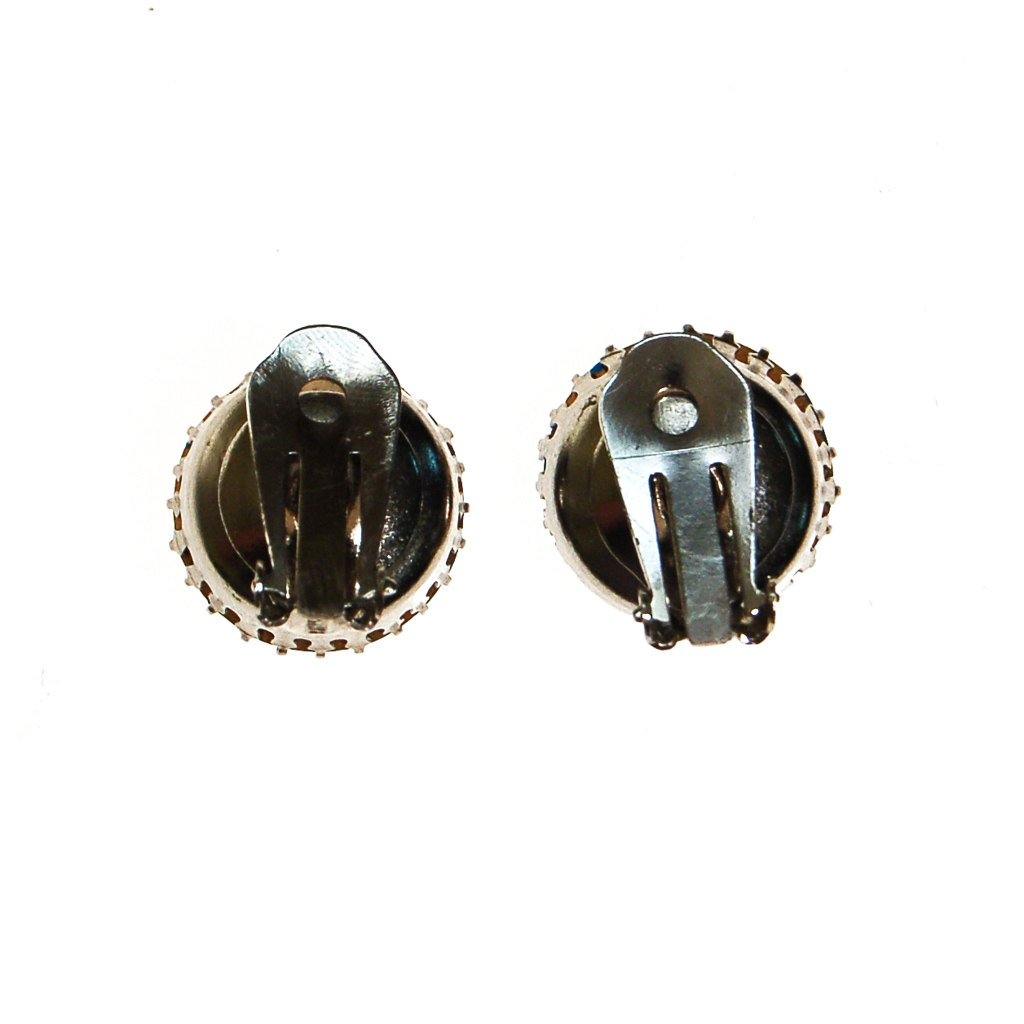 Vintage Austria Blue Aqua Headlight Rhinestone Earrings by 1950s - Vintage Meet Modern Vintage Jewelry - Chicago, Illinois - #oldhollywoodglamour #vintagemeetmodern #designervintage #jewelrybox #antiquejewelry #vintagejewelry