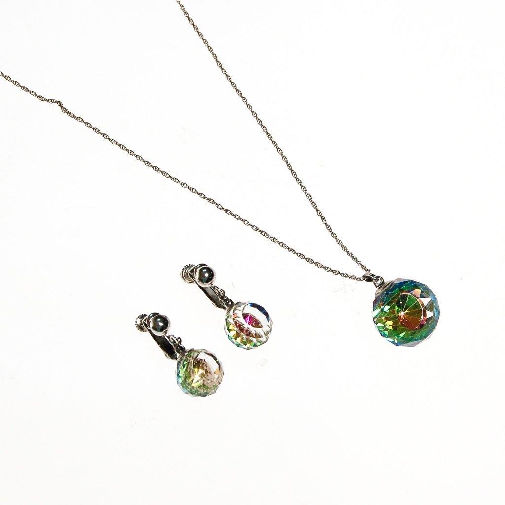 Crystal Ball Necklace and Earrings Set by Unsigned Beauty - Vintage Meet Modern Vintage Jewelry - Chicago, Illinois - #oldhollywoodglamour #vintagemeetmodern #designervintage #jewelrybox #antiquejewelry #vintagejewelry