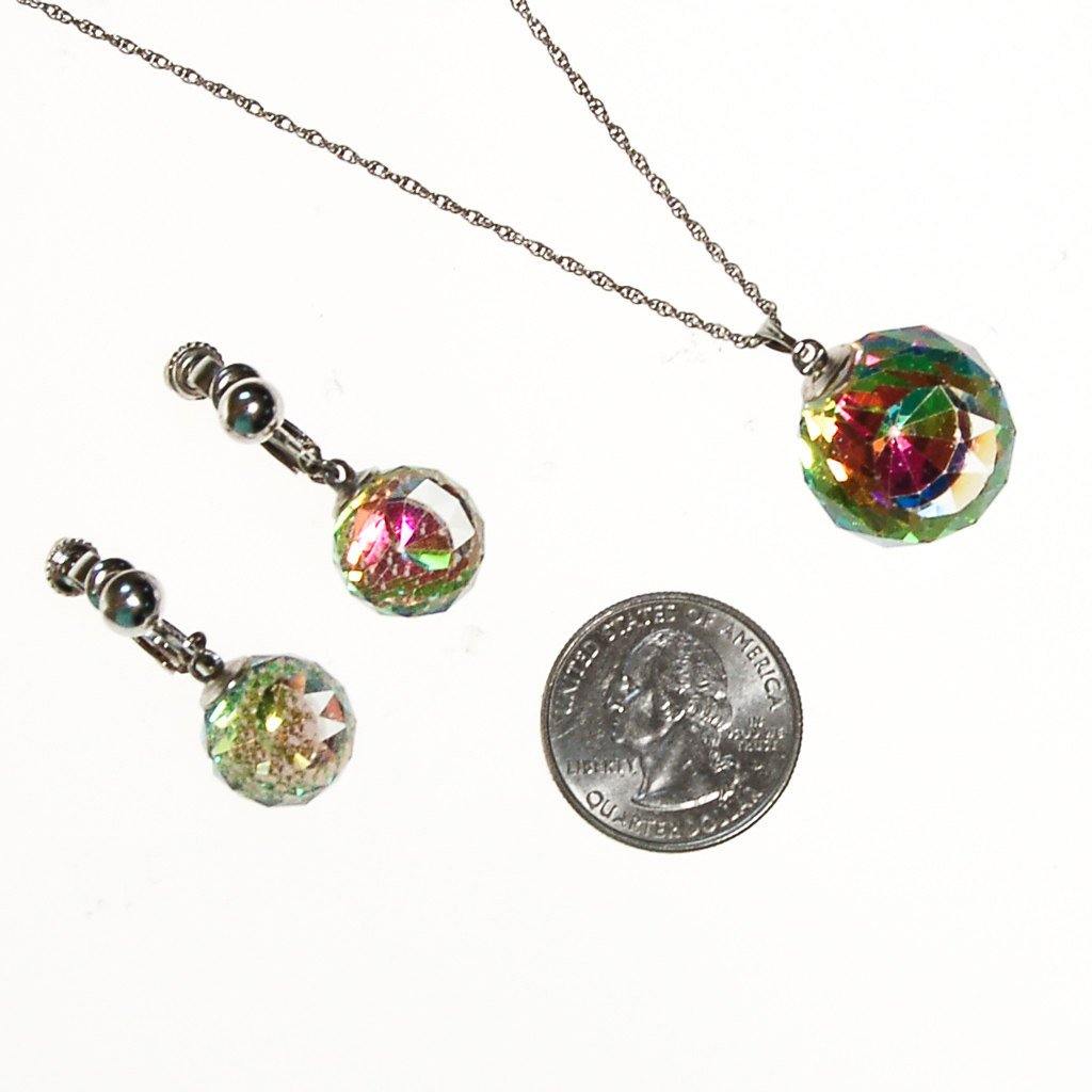 Crystal Ball Necklace and Earrings Set by Unsigned Beauty - Vintage Meet Modern Vintage Jewelry - Chicago, Illinois - #oldhollywoodglamour #vintagemeetmodern #designervintage #jewelrybox #antiquejewelry #vintagejewelry