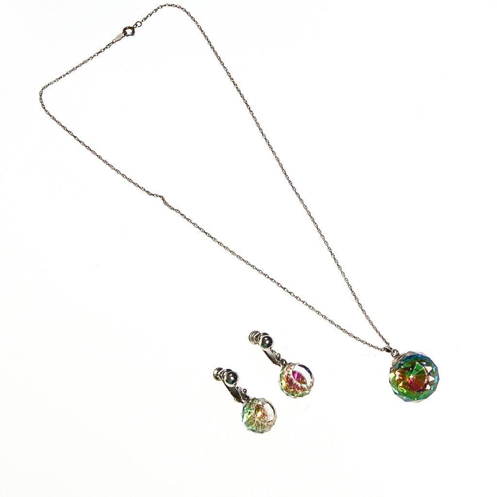 Crystal Ball Necklace and Earrings Set by Unsigned Beauty - Vintage Meet Modern Vintage Jewelry - Chicago, Illinois - #oldhollywoodglamour #vintagemeetmodern #designervintage #jewelrybox #antiquejewelry #vintagejewelry