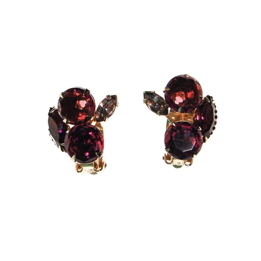 Purple Rhinestone Ear Crawler Earrings by Unsigned Beauty - Vintage Meet Modern Vintage Jewelry - Chicago, Illinois - #oldhollywoodglamour #vintagemeetmodern #designervintage #jewelrybox #antiquejewelry #vintagejewelry
