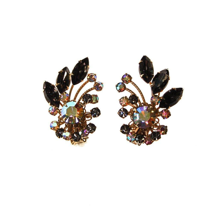 Black Diamond and Aurora Borealis Rhinestone Ear Crawler Earrings by Unsigned Beauty - Vintage Meet Modern Vintage Jewelry - Chicago, Illinois - #oldhollywoodglamour #vintagemeetmodern #designervintage #jewelrybox #antiquejewelry #vintagejewelry