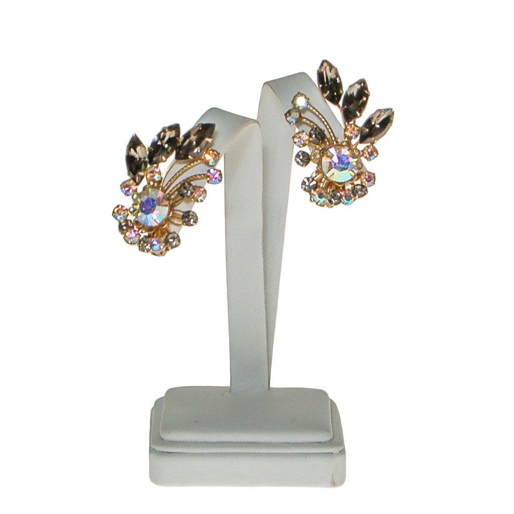 Black Diamond and Aurora Borealis Rhinestone Ear Crawler Earrings by Unsigned Beauty - Vintage Meet Modern Vintage Jewelry - Chicago, Illinois - #oldhollywoodglamour #vintagemeetmodern #designervintage #jewelrybox #antiquejewelry #vintagejewelry