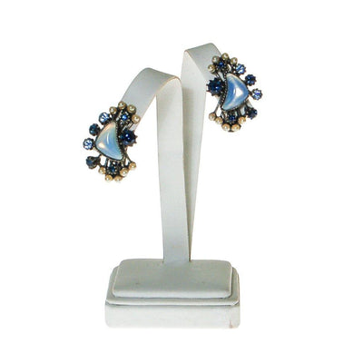Florenza Blue Rhinestone and Faux Pearl Statement Earrings by Florenza - Vintage Meet Modern Vintage Jewelry - Chicago, Illinois - #oldhollywoodglamour #vintagemeetmodern #designervintage #jewelrybox #antiquejewelry #vintagejewelry
