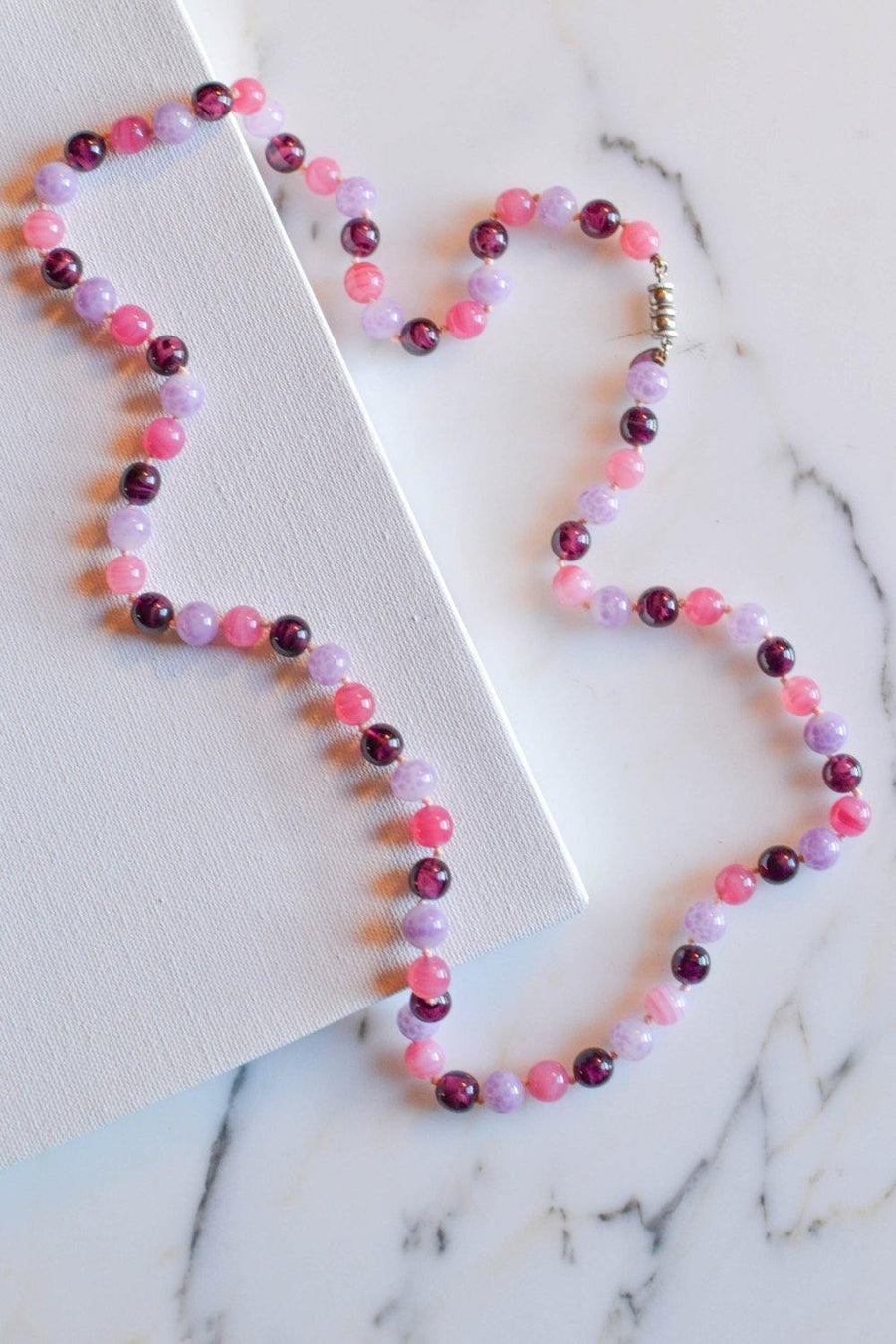Les Bernard Pink and Purple Bead Necklace by Les Bernard - Vintage Meet Modern Vintage Jewelry - Chicago, Illinois - #oldhollywoodglamour #vintagemeetmodern #designervintage #jewelrybox #antiquejewelry #vintagejewelry