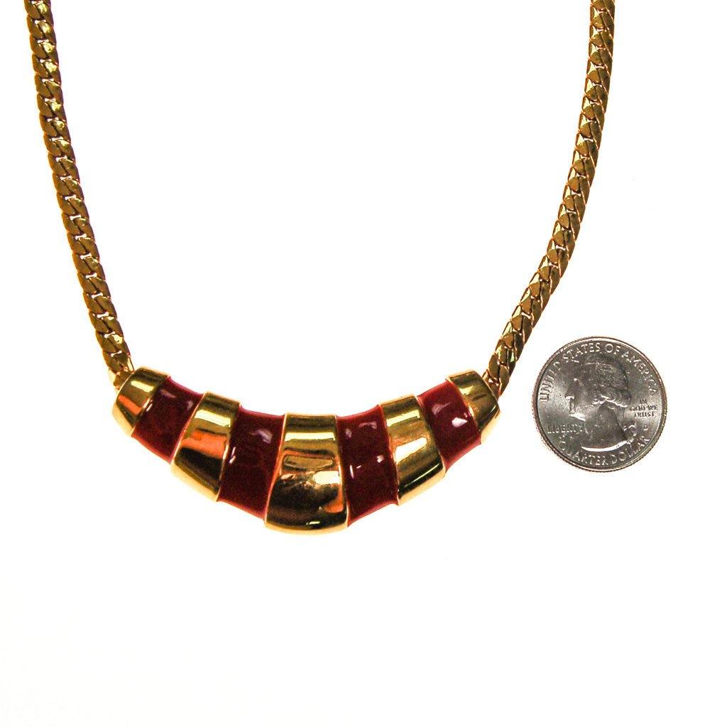 Gold and Red Napier Collar Necklace, 1970s by Napier - Vintage Meet Modern Vintage Jewelry - Chicago, Illinois - #oldhollywoodglamour #vintagemeetmodern #designervintage #jewelrybox #antiquejewelry #vintagejewelry