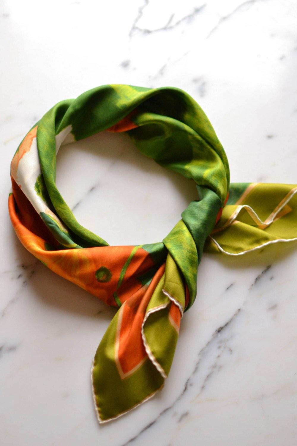 Kreier Orange Poppies Silk Scarf, Kreier