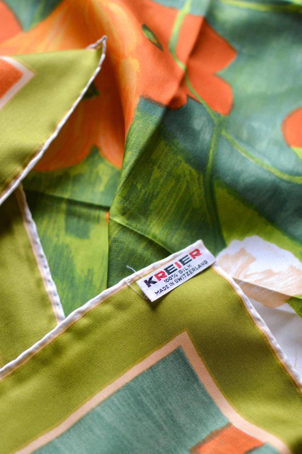 Kreier Orange Poppies Silk Scarf, Kreier by Kreir - Vintage Meet Modern Vintage Jewelry - Chicago, Illinois - #oldhollywoodglamour #vintagemeetmodern #designervintage #jewelrybox #antiquejewelry #vintagejewelry