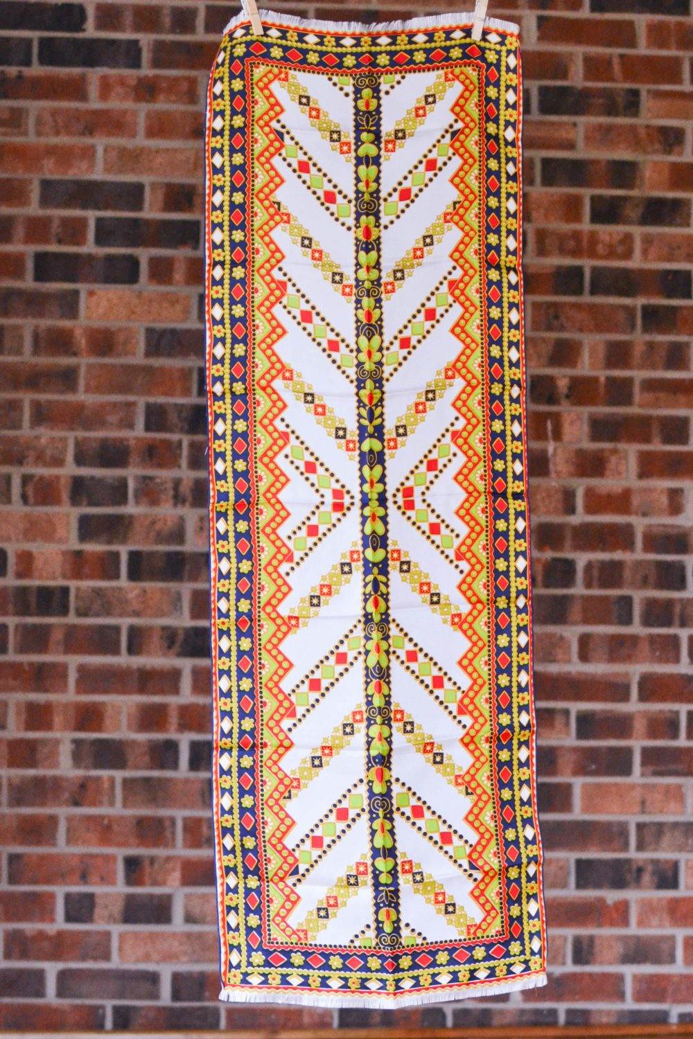 Orange, White, Navy, Lime Green, Silk Scarf, Marshall Fields, Made in France by Mashall Fields - Vintage Meet Modern Vintage Jewelry - Chicago, Illinois - #oldhollywoodglamour #vintagemeetmodern #designervintage #jewelrybox #antiquejewelry #vintagejewelry