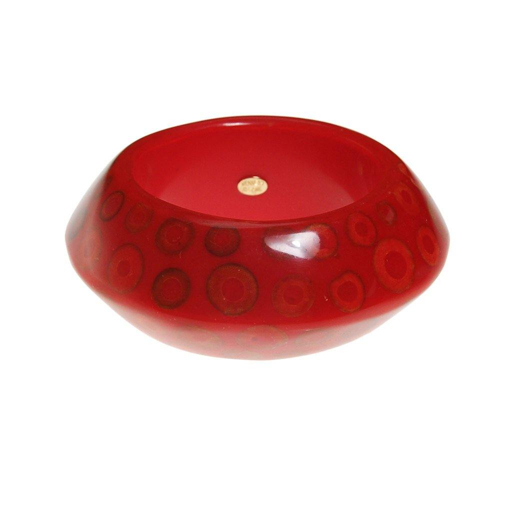 KJL Red Lucite and Wood Bangle Bracelet