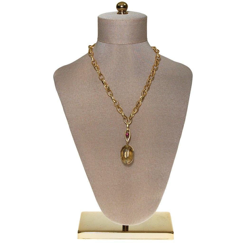 Lemon Quartz and Amethyst Pendant Necklace by Artisan Made - Vintage Meet Modern Vintage Jewelry - Chicago, Illinois - #oldhollywoodglamour #vintagemeetmodern #designervintage #jewelrybox #antiquejewelry #vintagejewelry