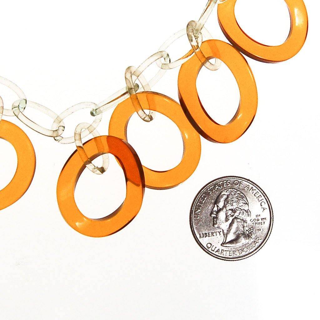 Clear and Butterscotch Lucite Link Necklace by 1920s 1930s - Vintage Meet Modern Vintage Jewelry - Chicago, Illinois - #oldhollywoodglamour #vintagemeetmodern #designervintage #jewelrybox #antiquejewelry #vintagejewelry