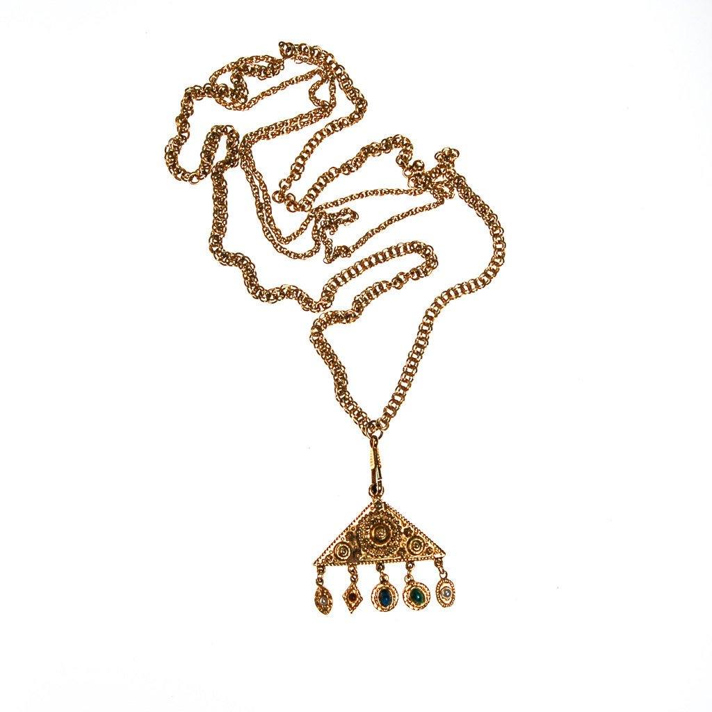 Goldette Etruscan Charm Statement Necklace by Goldette - Vintage Meet Modern Vintage Jewelry - Chicago, Illinois - #oldhollywoodglamour #vintagemeetmodern #designervintage #jewelrybox #antiquejewelry #vintagejewelry