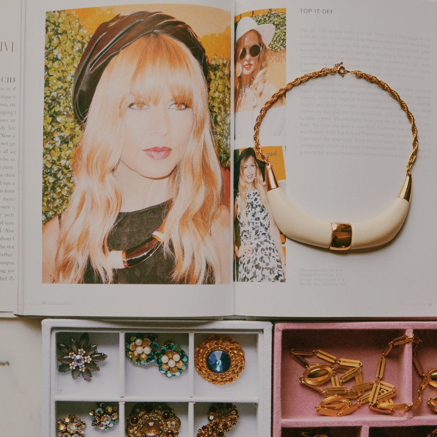 Crown Trifari Cream Lucite and Gold Tone Statement Necklace by Crown Trifari - Vintage Meet Modern Vintage Jewelry - Chicago, Illinois - #oldhollywoodglamour #vintagemeetmodern #designervintage #jewelrybox #antiquejewelry #vintagejewelry