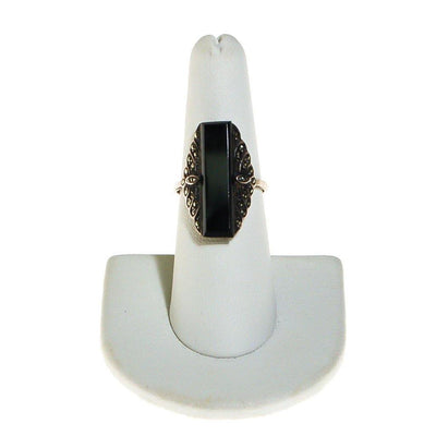 Art Deco Onyx and Marcasite Ring by Sterling Silver - Vintage Meet Modern Vintage Jewelry - Chicago, Illinois - #oldhollywoodglamour #vintagemeetmodern #designervintage #jewelrybox #antiquejewelry #vintagejewelry