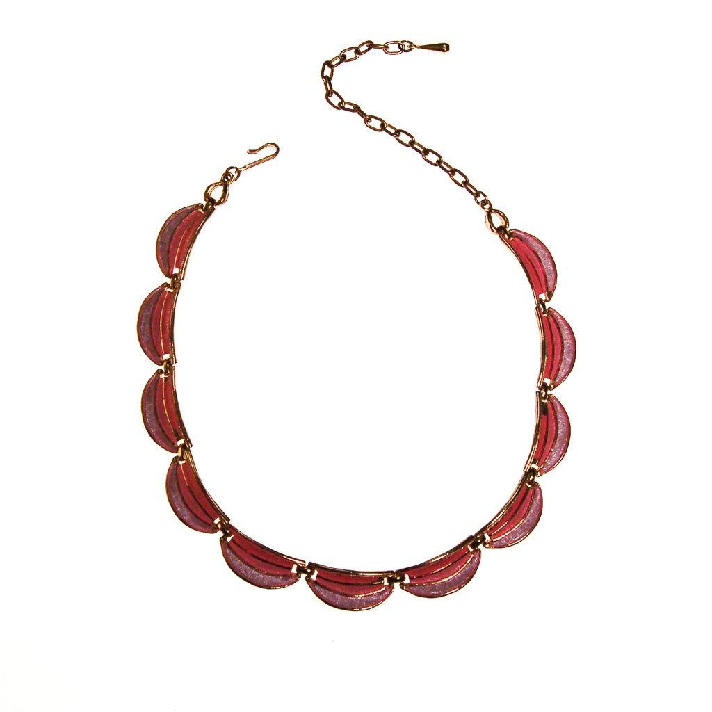 Pink Scalloped Link Necklace by Karu by Karu - Vintage Meet Modern Vintage Jewelry - Chicago, Illinois - #oldhollywoodglamour #vintagemeetmodern #designervintage #jewelrybox #antiquejewelry #vintagejewelry