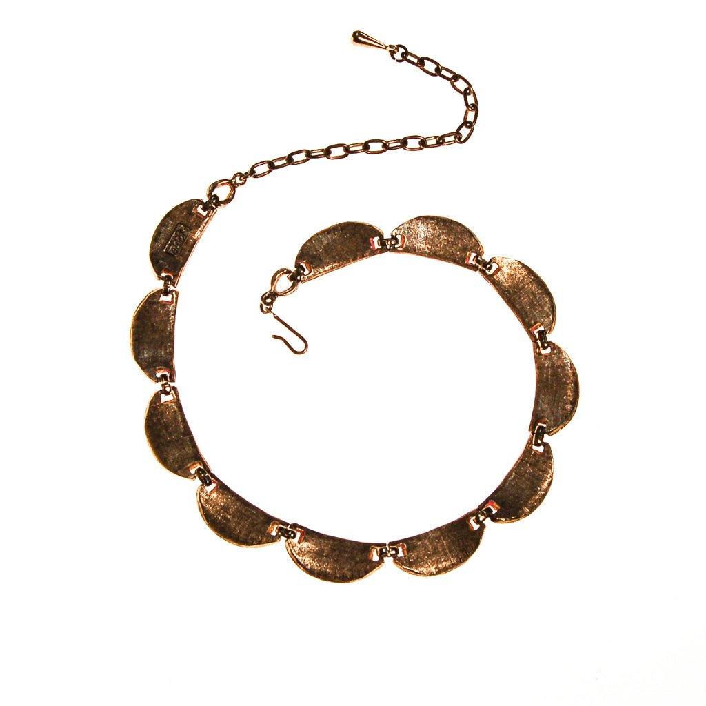 Pink Scalloped Link Necklace by Karu by Karu - Vintage Meet Modern Vintage Jewelry - Chicago, Illinois - #oldhollywoodglamour #vintagemeetmodern #designervintage #jewelrybox #antiquejewelry #vintagejewelry