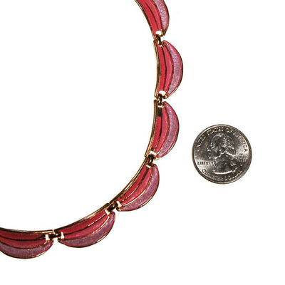 Pink Scalloped Link Necklace by Karu by Karu - Vintage Meet Modern Vintage Jewelry - Chicago, Illinois - #oldhollywoodglamour #vintagemeetmodern #designervintage #jewelrybox #antiquejewelry #vintagejewelry