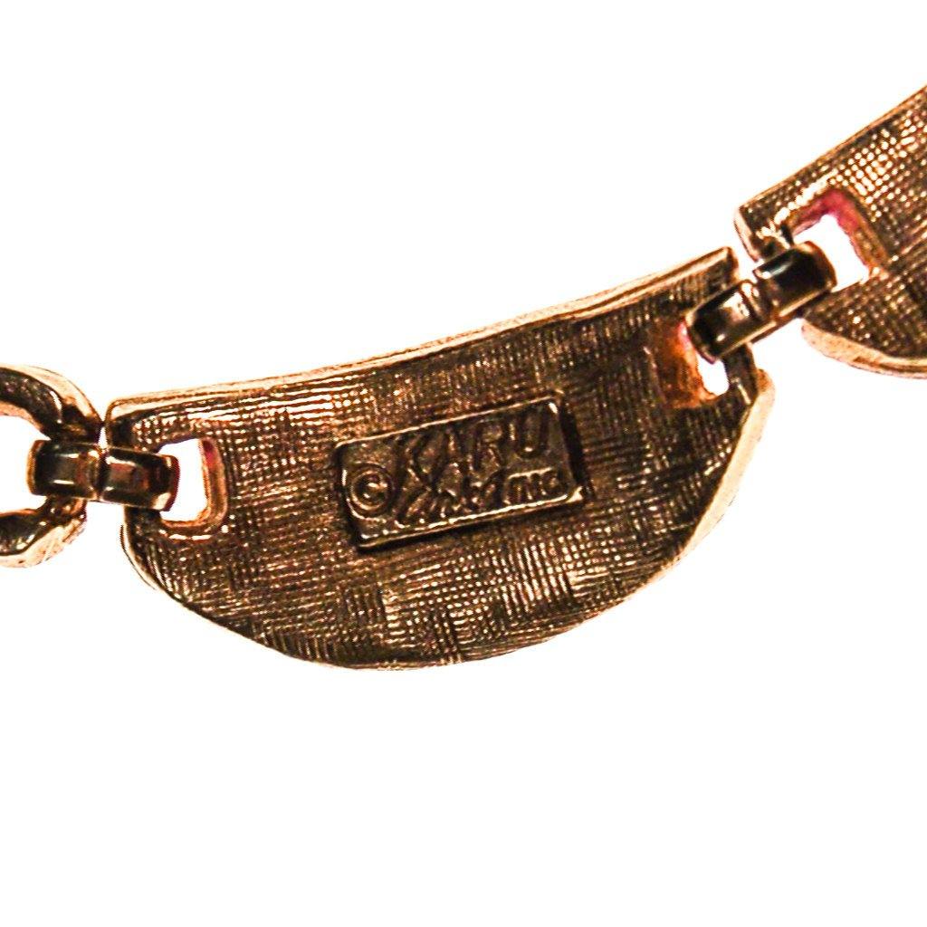 Pink Scalloped Link Necklace by Karu by Karu - Vintage Meet Modern Vintage Jewelry - Chicago, Illinois - #oldhollywoodglamour #vintagemeetmodern #designervintage #jewelrybox #antiquejewelry #vintagejewelry