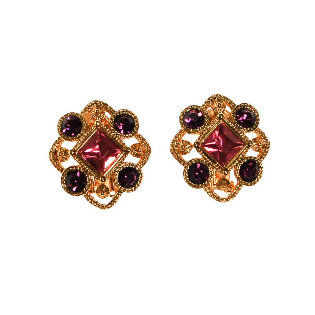 Pink and Purple Rhinestone Earrings by Unsigned Beauty - Vintage Meet Modern Vintage Jewelry - Chicago, Illinois - #oldhollywoodglamour #vintagemeetmodern #designervintage #jewelrybox #antiquejewelry #vintagejewelry