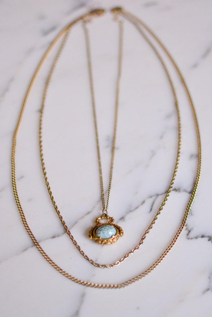 Goldette Turquoise Fob Necklace