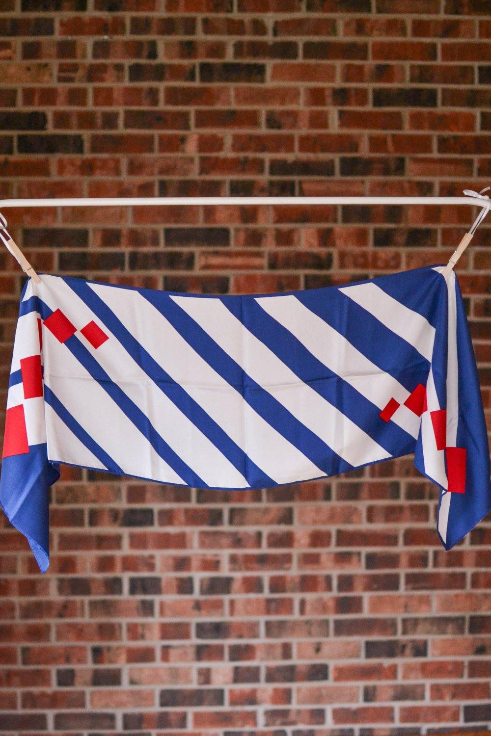 Red, White and Blue Silk Scarf by Kreier made for Marshall Fields by Kreier - Vintage Meet Modern Vintage Jewelry - Chicago, Illinois - #oldhollywoodglamour #vintagemeetmodern #designervintage #jewelrybox #antiquejewelry #vintagejewelry