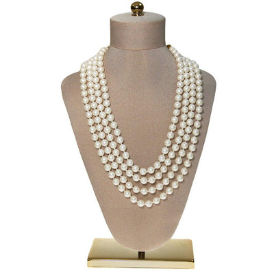 Geno Multi Strand Pearl Necklace with Gold Decorative Clasp by Geno - Vintage Meet Modern Vintage Jewelry - Chicago, Illinois - #oldhollywoodglamour #vintagemeetmodern #designervintage #jewelrybox #antiquejewelry #vintagejewelry